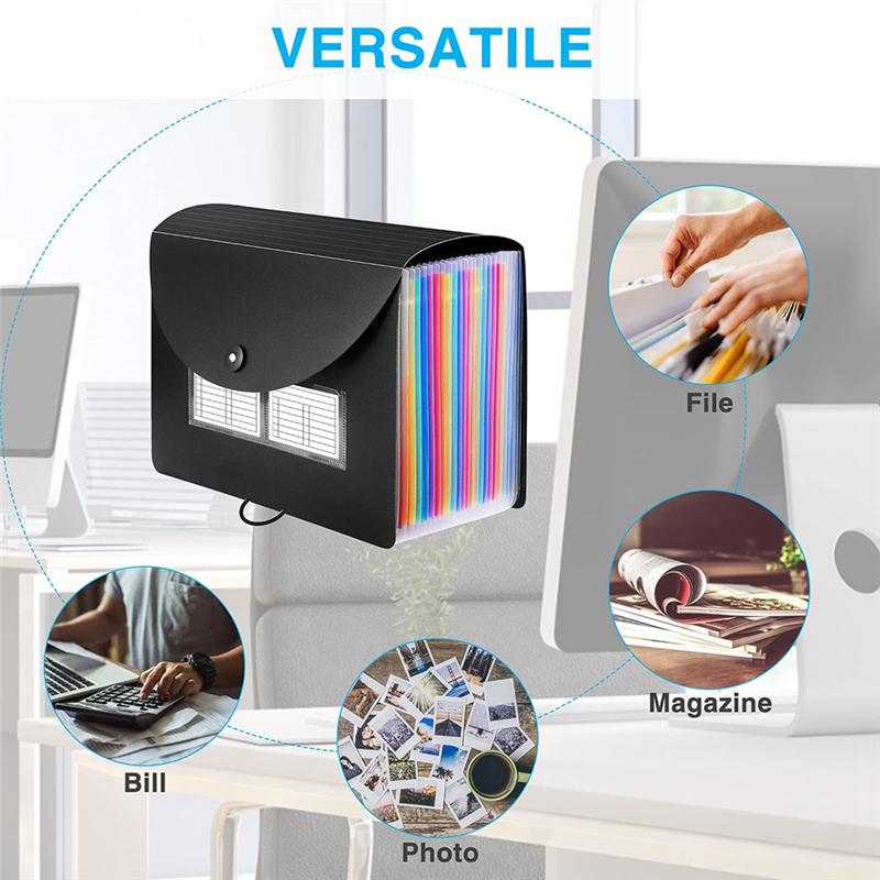 24 Pockets Expanding File Folder Accordion Folders with Blank Labels Desktop Storage Organizer. 
