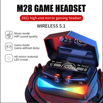 M28 TWS Earbuds True Wireless Stereo Earbuds RGB Low Latency Gaming Earphones Touch Control Bluetooth 5.1 Wireless Headphones With Mirror Screen Mini HD LED Display. 