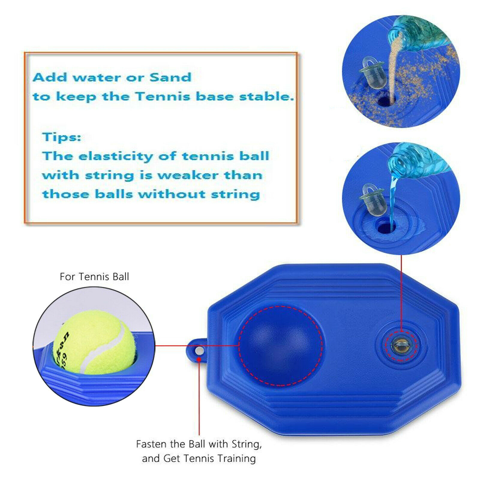 Portable Fill Drill Base Tennis Trainer Tetherball Set. 