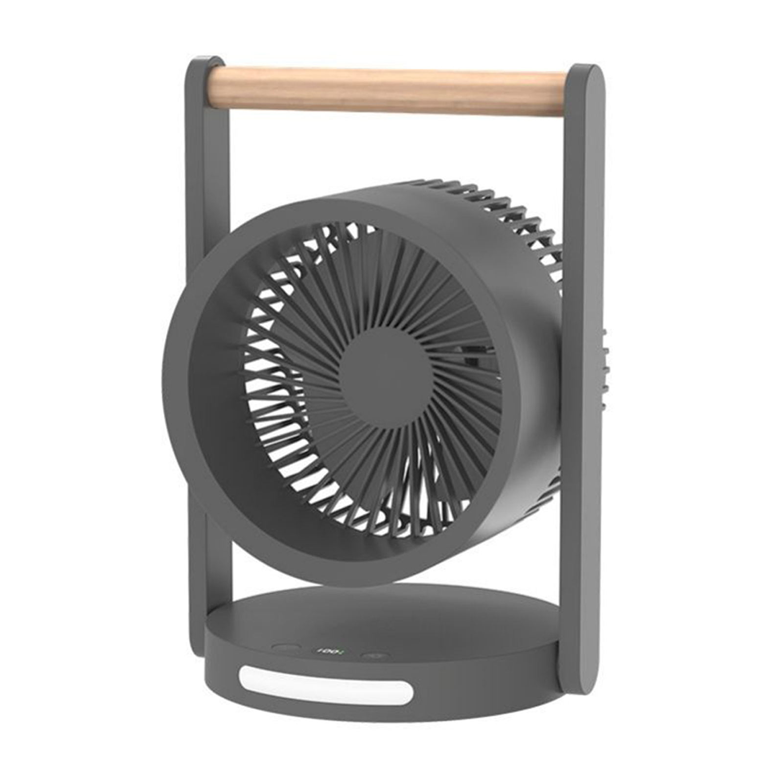 GC Mini Desk Fan, 90° Rotate Table Fan, Quiet Operation Table Fan With Wooden Handle, LED Night Light, 5 Speeds Strong Air, LED Battery Level Display. 