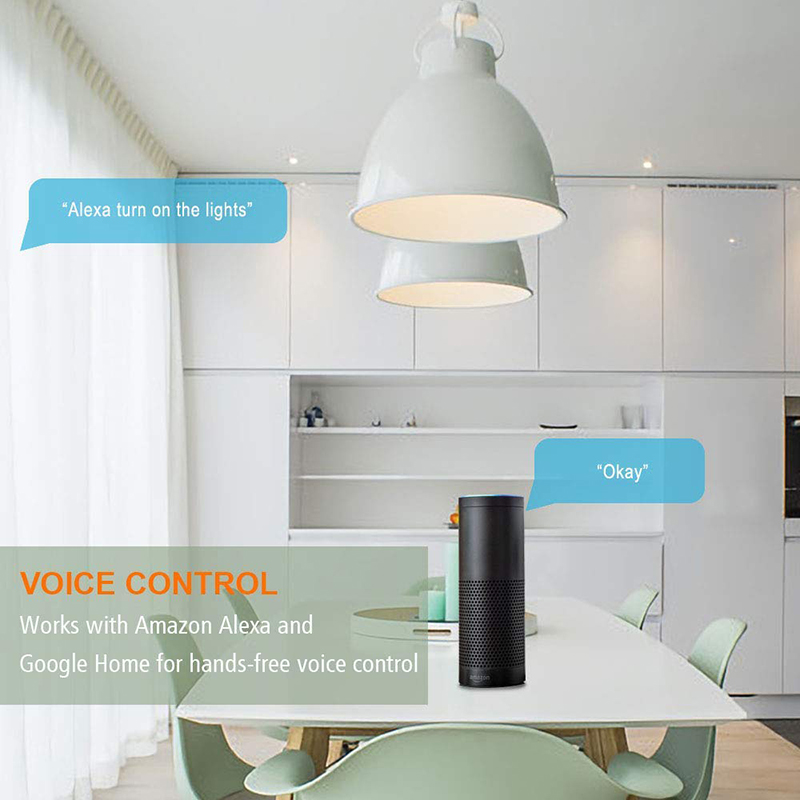 RGBCW WiFi Smart Light Alexa Echo Voice Control LED Bulb,for Google Assiant IFTTT Smart Home Light Timing Bulb Easy to use.