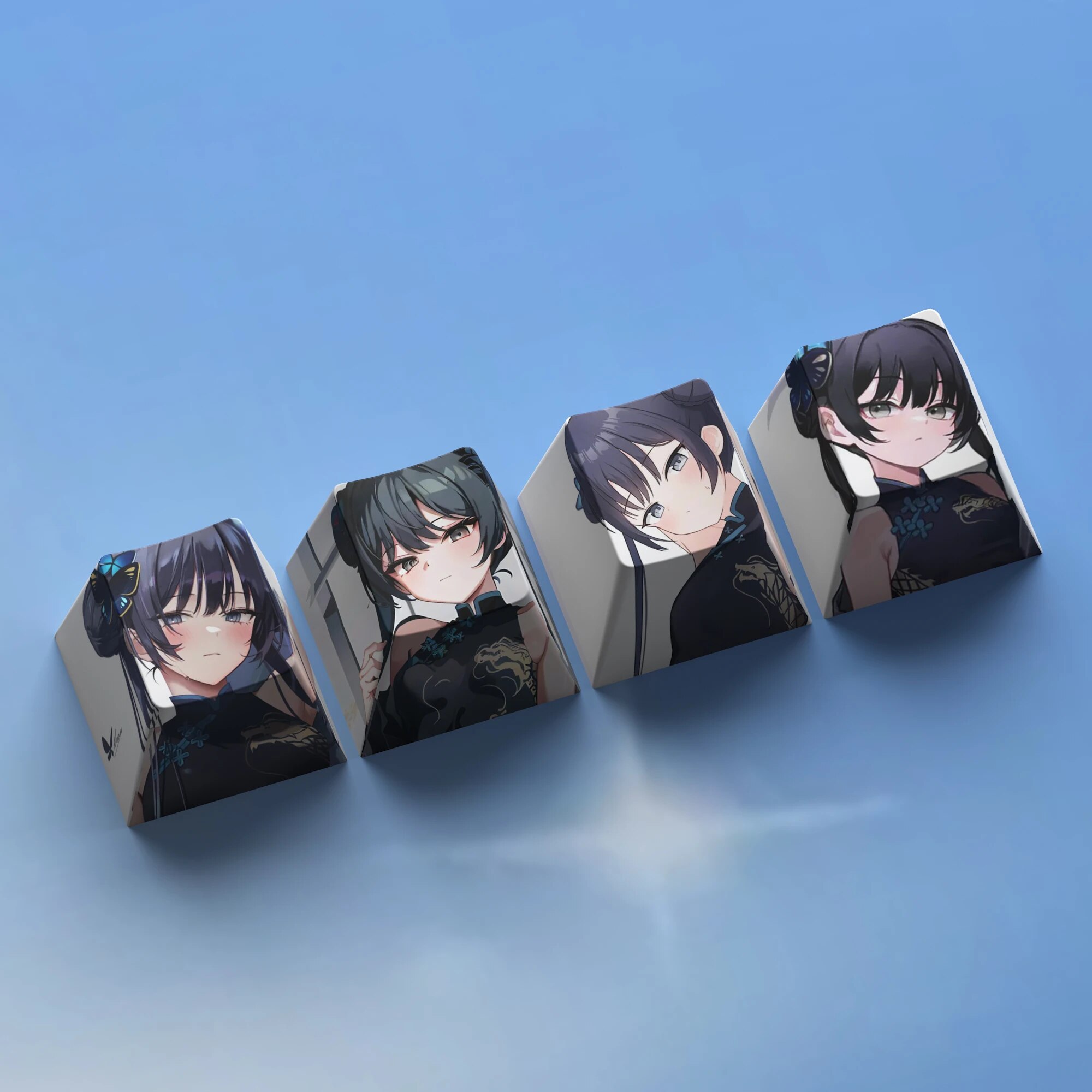 4 Keys/set Blue Archive Keycaps PBT Dye Sublimation Key Caps For MX Switches Cherry Profile Keycap Kisaki Arona Sunohara Kokona. 