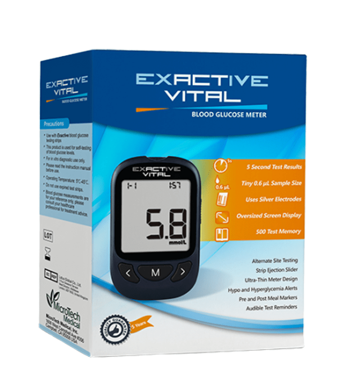 USA Certified EXACTIVE VITAL Blood Glucose Meter with 10 Pcs Free Test Strips | TRONZZ verified Best Blood Sugar Glucometer with 10 Years Full Replacement Warranty by TRONZZ.com. 