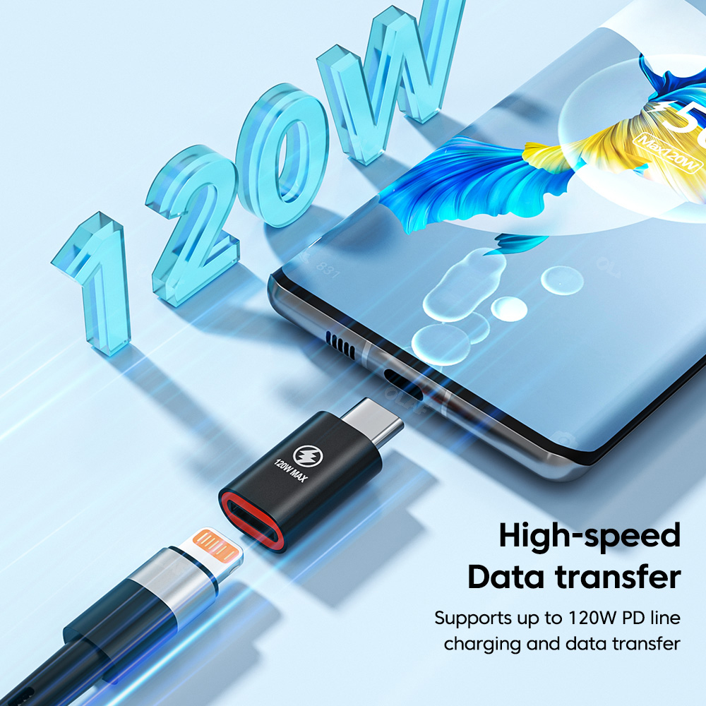 Olaf 120W PD Adapter for iOS Lightning FeMale to Type c male Connector Fast PD Charging Adaptor Converter for iPhone 14 13 iPad. 