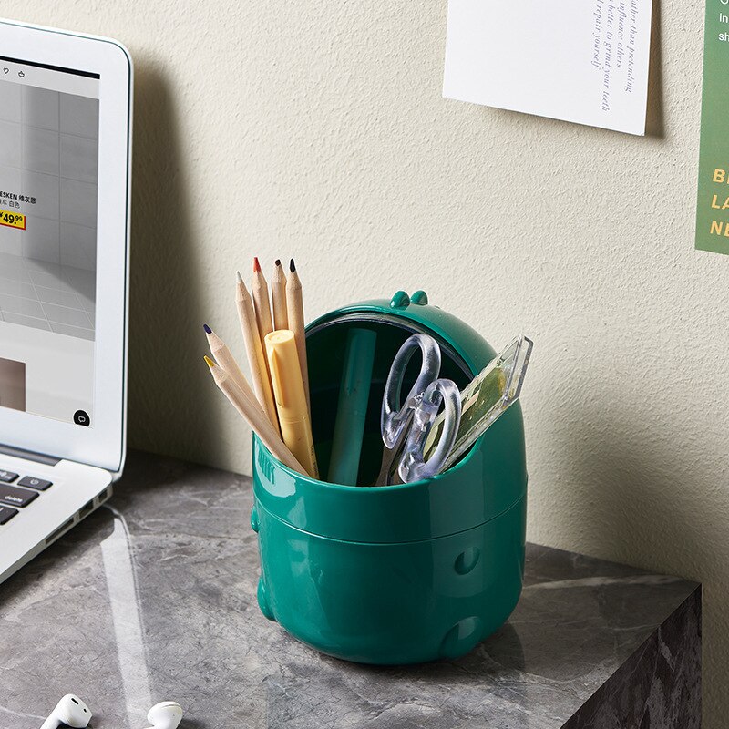 Little Dinosaur Trash Bin Trash Can Desktop Garbage Can Mini Flip Cover Storage Tube Home Office Creative Trash Can Wholesale. 