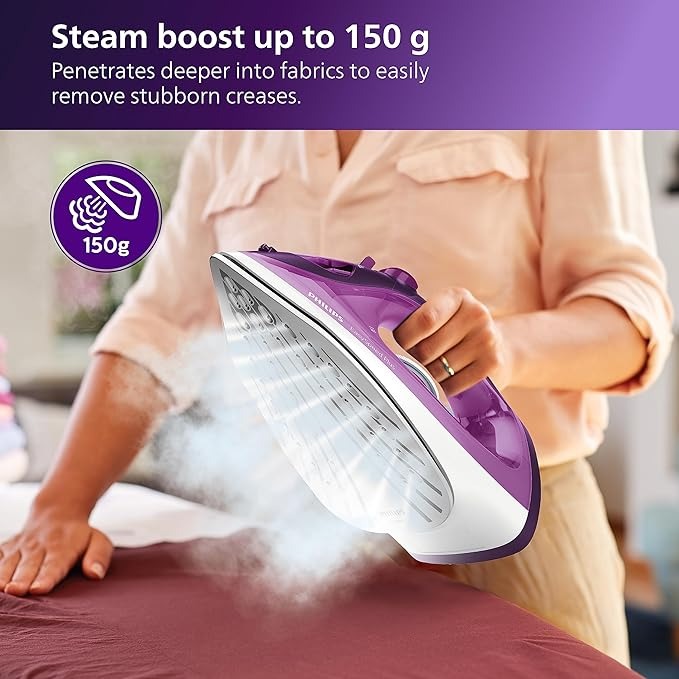 Philips EasySpeed Plus Steam Iron GC2147/30-2400W, Quick Heat up with up to 30 g/min steam, 150g steam Boost, Scratch Resistant Ceramic Soleplate, Vertical steam, Drip-Stop. 
