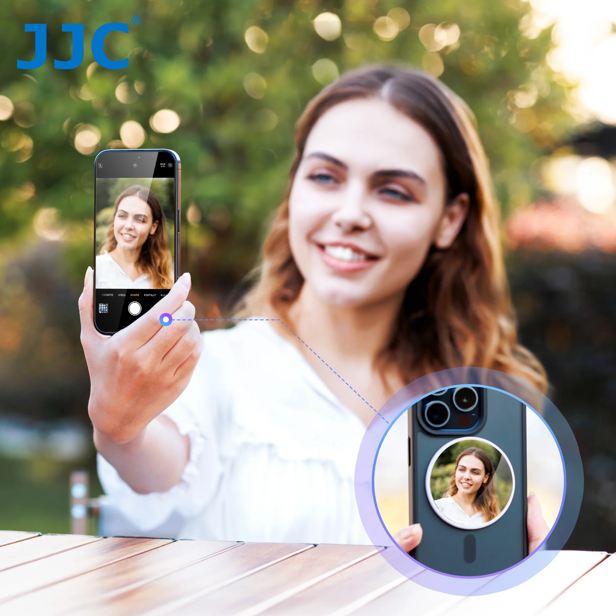 JJC Big Size Magnetic Selfie Mirror for iPhone 15 14 13 12 Pro Max Magsafe Case Phone Selfies Viewfinding -Φ2.2/56mm
