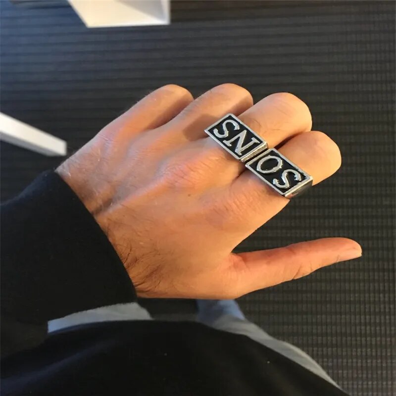 2pcs/pair Stainless Steel Solid Sons of Anarchy Ring SO NS Men Rings Jewelry Size 7-14. 