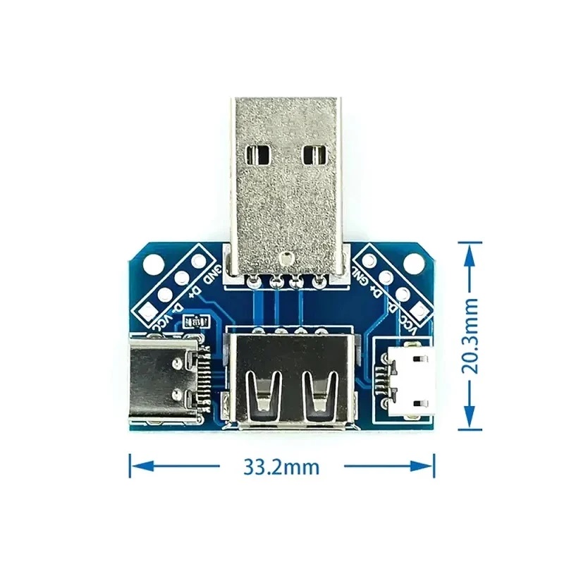 XY-USB4 USB Adapters Male To Female Micro Type-C USB 4P 2.54mm USB4 Module Converter 4 In 1 USB Adapters Board 5V USB Male To Female Distribution Board Head. 
