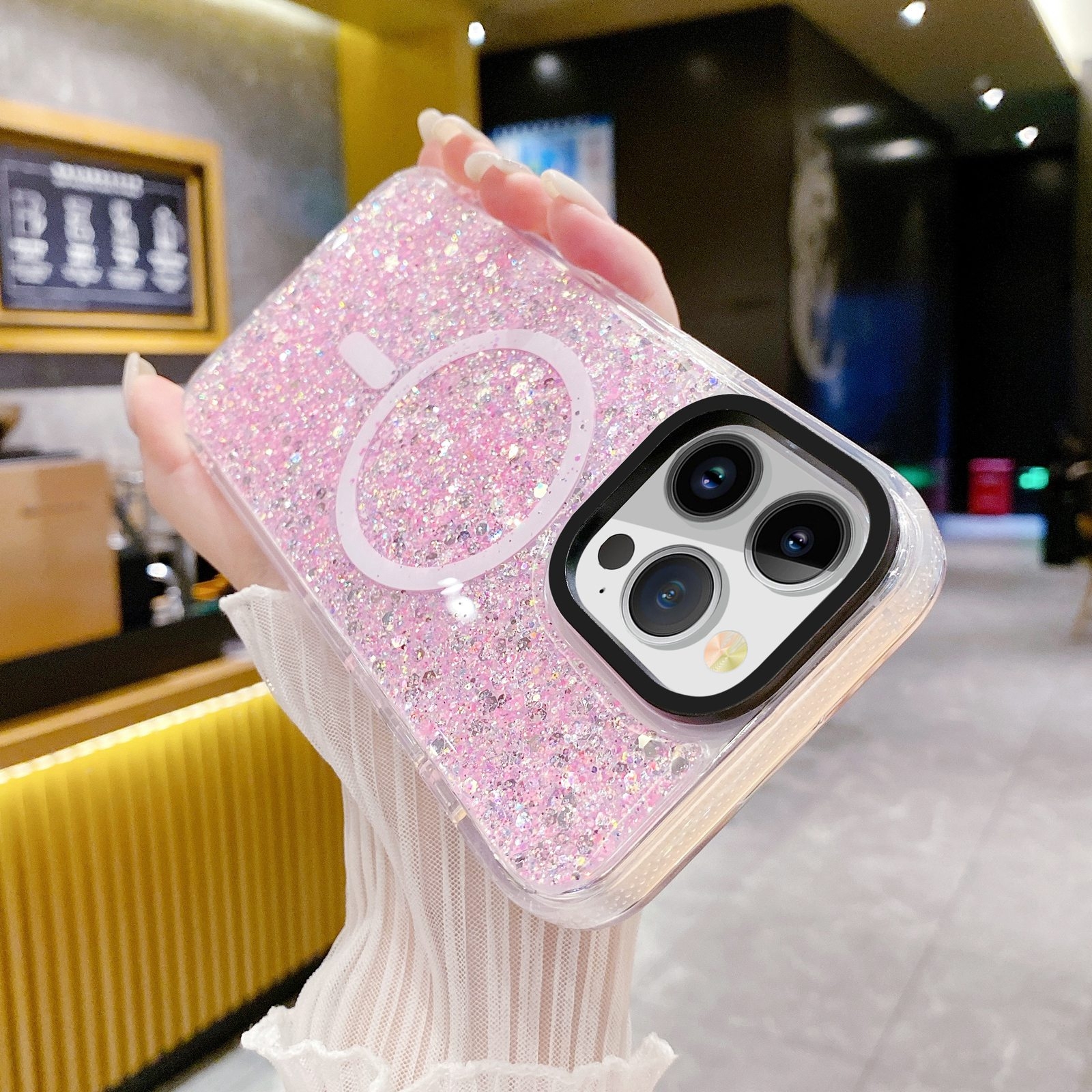 （COD Available)Gold Armor MagSafe Glitter Epoxy Phone Case For iPhone 15 Pro Max/iPhone 15 Pro/iPhone 15/iPhone 15 Plus. 