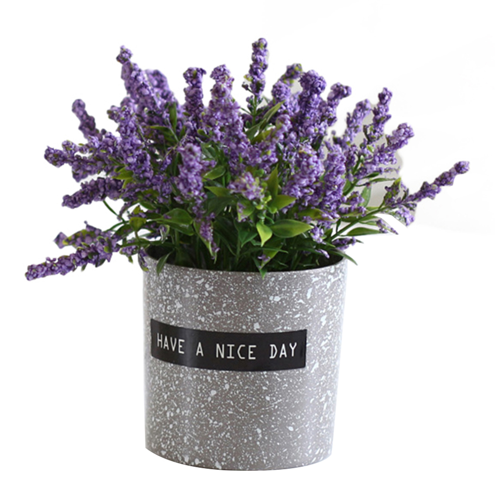 Potted Simulation Artificial Lavender Flower Pot Balcony Office Desktop Bonsai. 