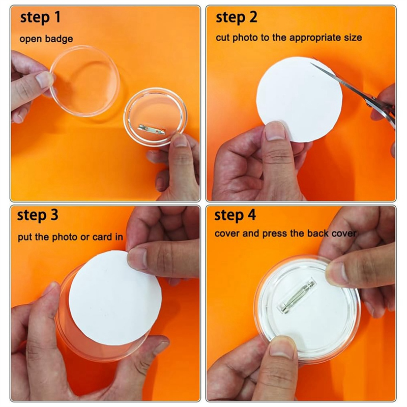 3 Inch Acrylic Button Pins Clear Plastic Button Badges Pin Craft Button with Pin Blank Pins Photo Buttons Pin, 25 Pack Easy to Use. 