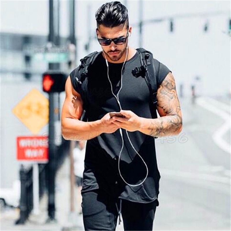 Brand clothing fitness t shirt men fashion extend long tshirt summer gym short sleeve t-shirt cotton bodybuilding Slim fit tops. 
