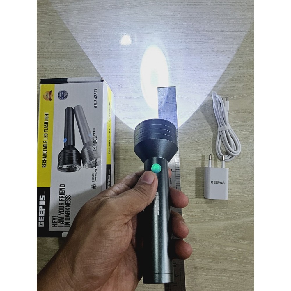 Geepas GFL-2432TL Rechargable LED Flashlight Torch Light. 