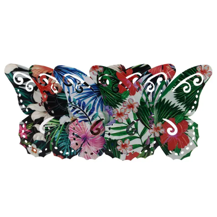 Colorful Indoor/Outdoor Metal Nine-Butterfly Wall Art