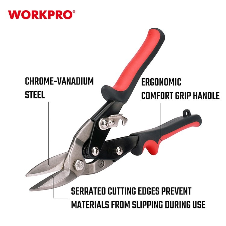 Workpro Tin Snip Aviation Tin Snip Straight/Right/Left 10". 