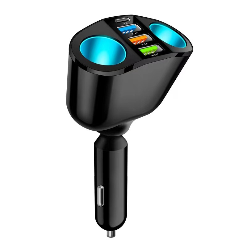 66W Car Charger Fast Charging Cigarette Lighter Adapter 3USB PD Type C Socket Car Phone Charger For iPhone Xiaomi Huawei QC 3.0. 