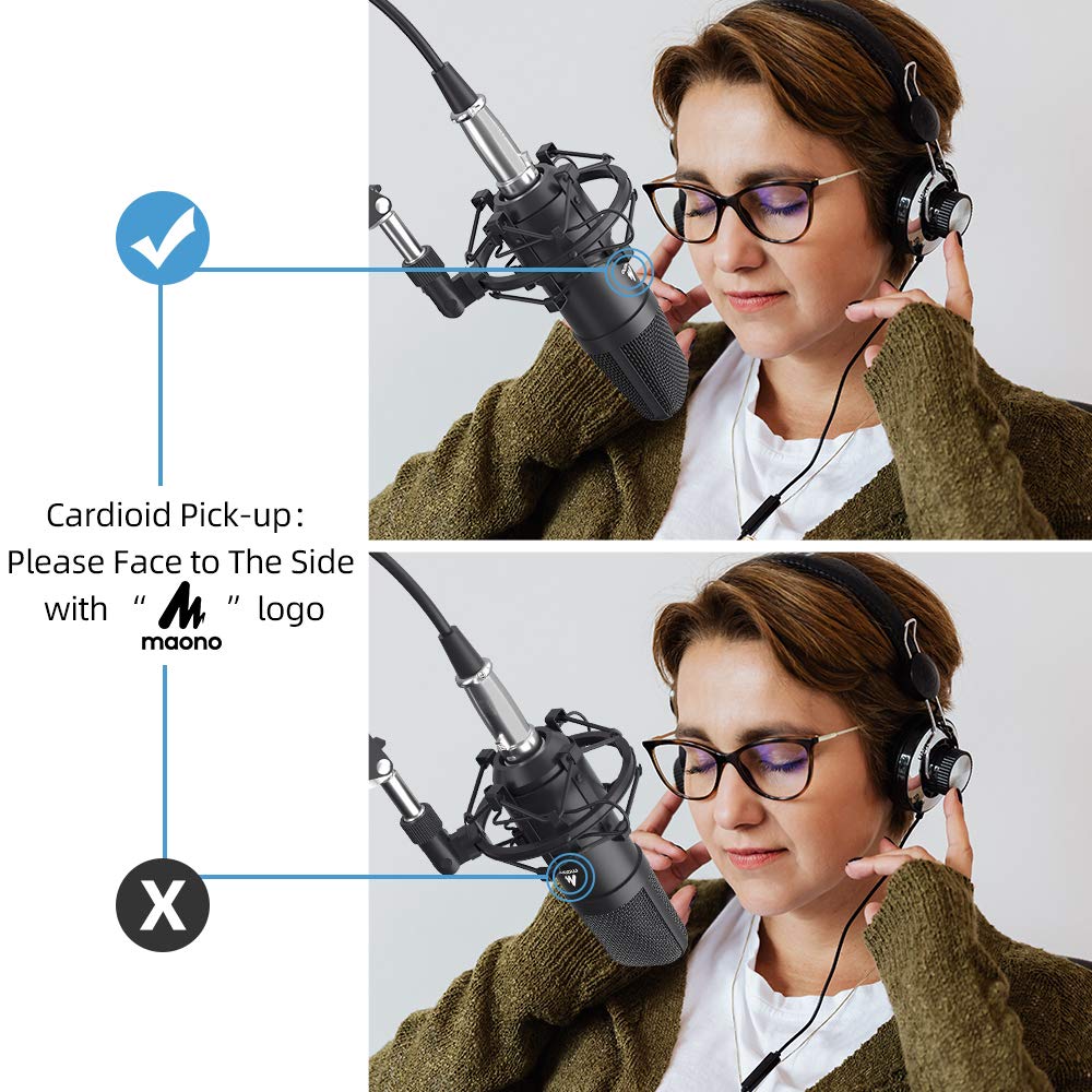 Maono AU-A03 Condenser Microphone Kit Podcast Mic with Boom Arm Microphone Stand (Black). 