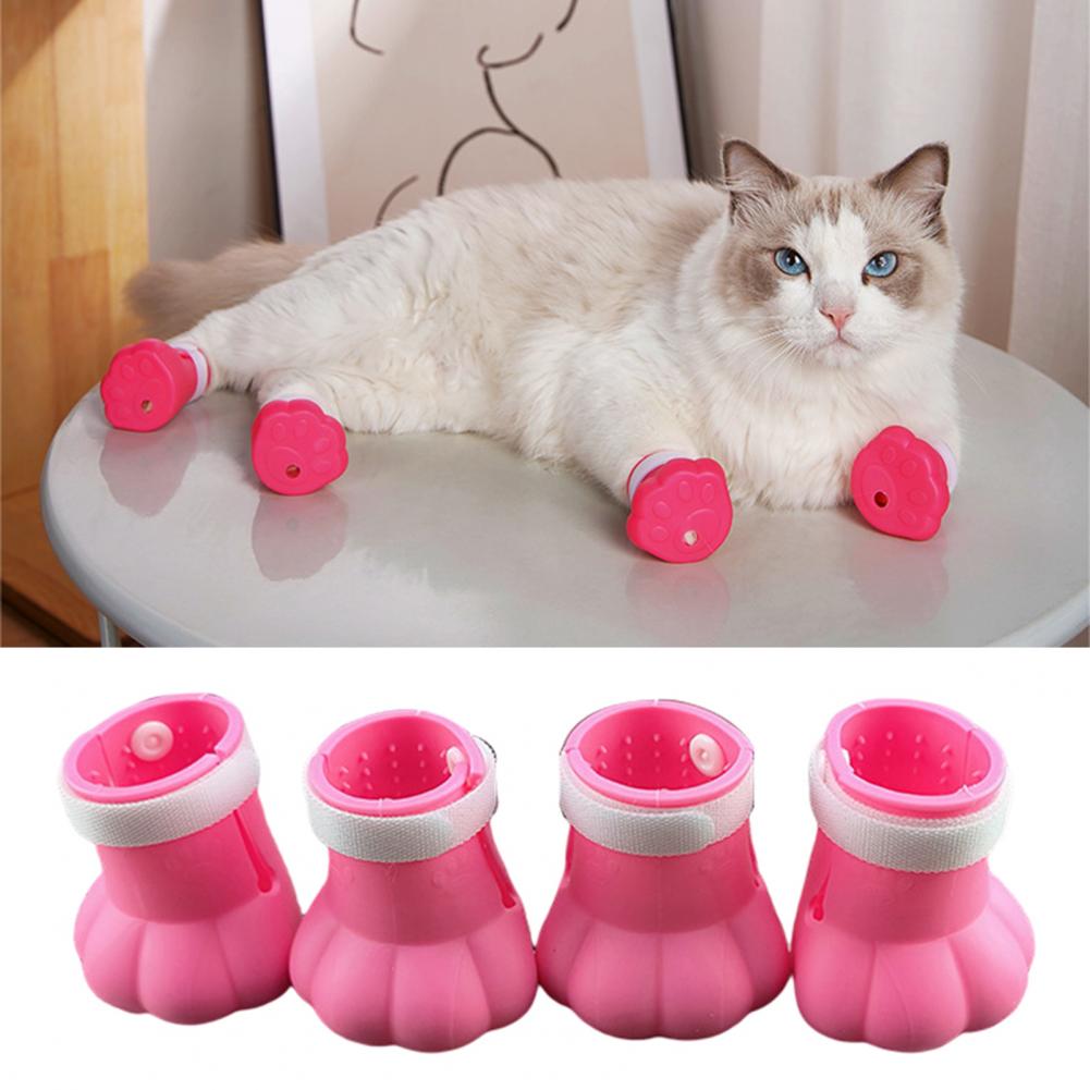 Useful Cat Shoes Anti-Shedding Open Design Pet Cat Kitten Paw Nail Boot Breathable Cat Foot For Home. 