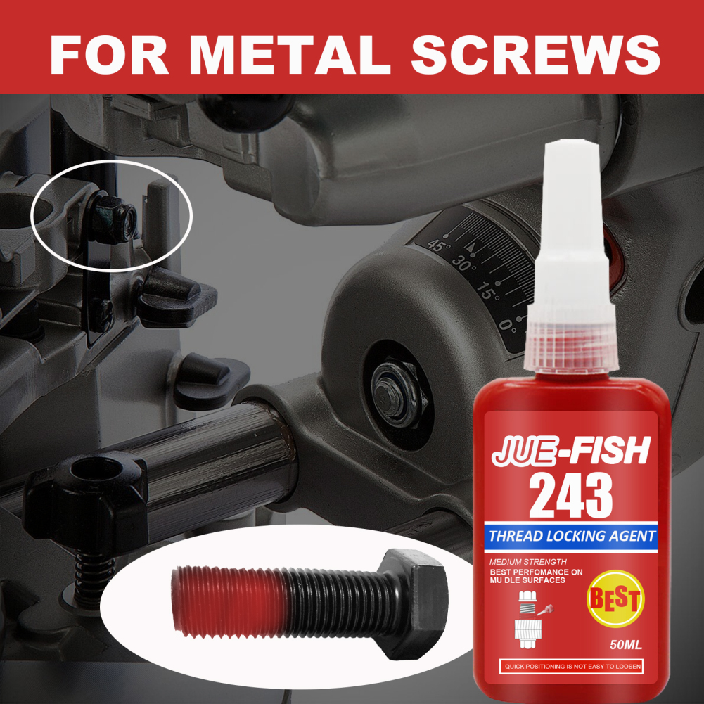 50ML 243 Thread Anaerobic Locking Agent Screw Thread Glue Thread Locking Agent Anaerobic Adhesive for Metal Screws. 
