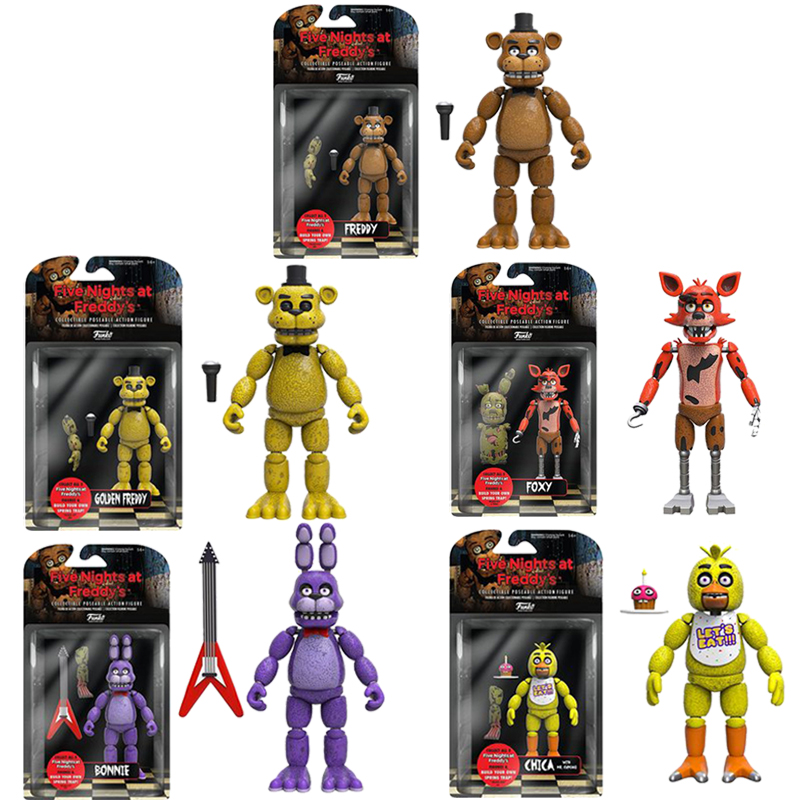 15cm FNAF Figures Freddy Bonnie Foxy Chica Fazbear Bear Action Figure PVC Collection Nightmare Fredbear Balloon Boy Dolls Model Ruiqir Super Store