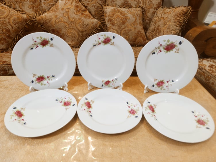 Flat Type Dinner Plate Set Ceramic White With Flower Print 9 Inch - 2 Pcs Set- Versatile And Stylish Plates For Your Everyday Dining Needs. 