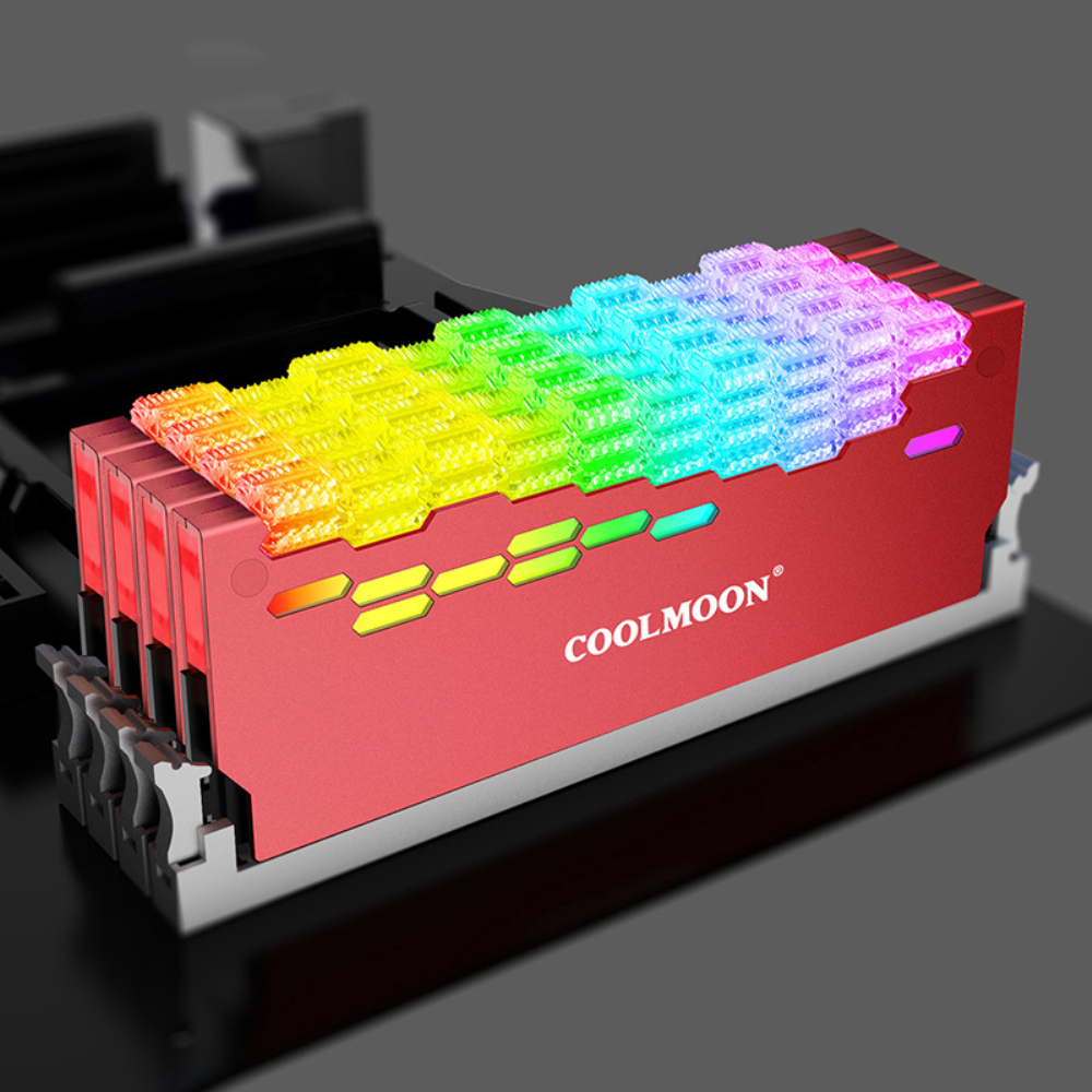 RA-2 RAM Memory Bank Heat Sink ARGB Colorful Flashing Heat Spreader For PC Desktop Computer Accessories Support RGB controller. 