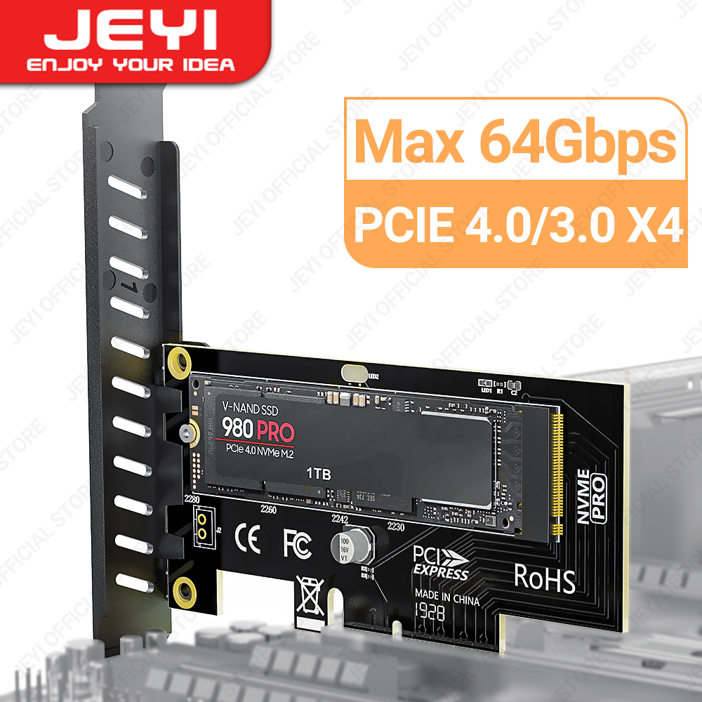 M.2 NVME SSD to PCIe 4.0 x4 Adapter Card, PCIe 3.0 x4 Adapter Card 2280 SSD PCIE X4 Expansion Card for Desktop PC, PCI-E GEN4 16Gbps Full Speed. 