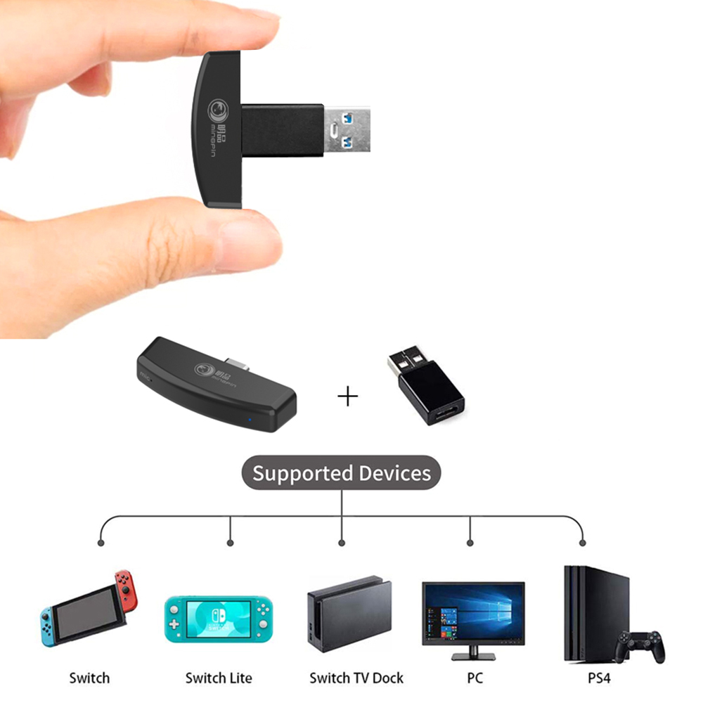A1 Gaming Wireless BT Audio USB Transmitter Built- in Digital Microphone Replacement for Nintendo Switch/PS4/PS3/PC Black. 