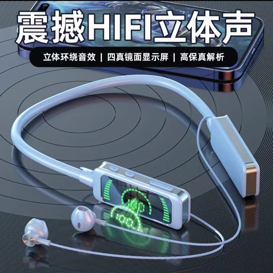 New X88 mirror high-end wireless bluetooth headset sports halterneck bluetooth headset can insert card digital display magnetic. 