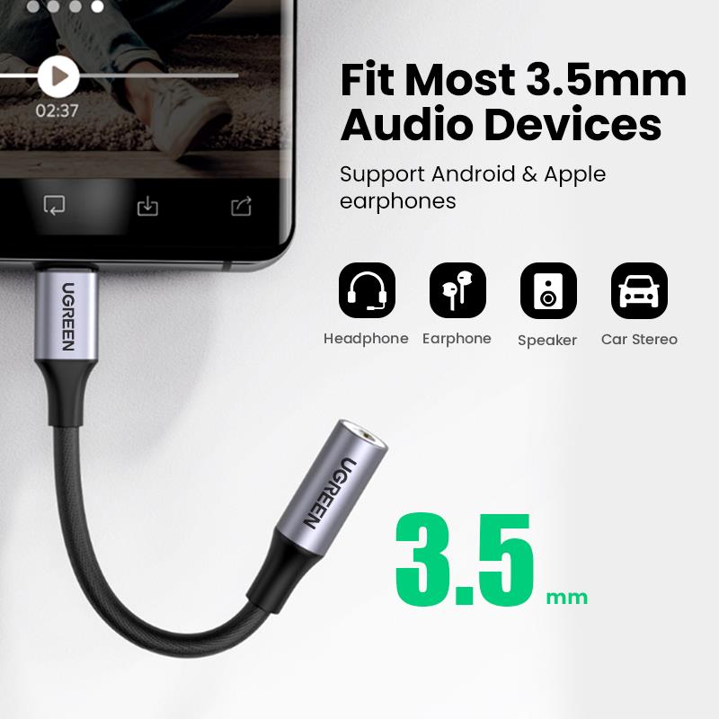 UGREEN USB Type C to 3.5mm DAC Chip Headphone Adapter USB C to 3.5 Aux Cable for PC for iPhone 15 Pro Max Macbook Samsung Galaxy. 