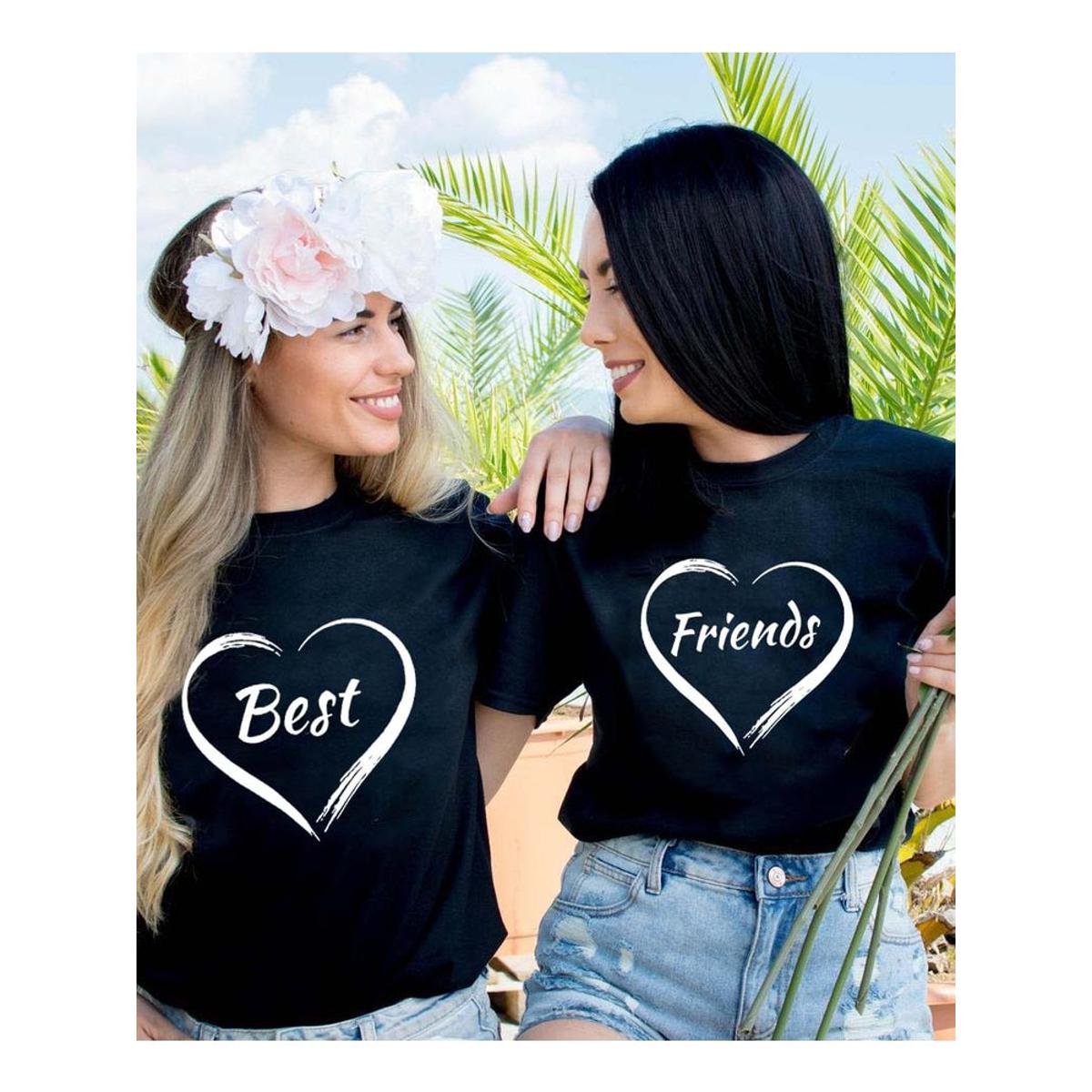 Fashion Women Best Friends T-shirt BFF Shirt BFF Matching Tee Friends Gift Tshirt Camiseta Feminina Top Girls Besties Shirts