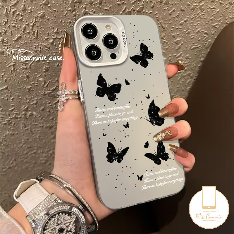 Vintage Butterfly Case For Redmi 10A 13C 12 10C 12C 9A 9T 10 9C A2 9 A1 Note 13 12 9 11 8 10 11s 10s Pro Max Poco X3 X6 M6 M3 C55 Mi 12 11 Lite Luxury Plating Doodle English Cover. 