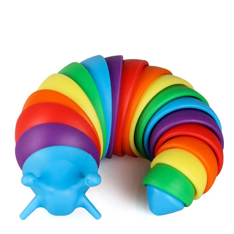 Colorful Slug Snail Toy Articulated Flexible 3D Slug Fidget Toy All Ages Relief Anti-Anxiety Sensory Toys for Children. 