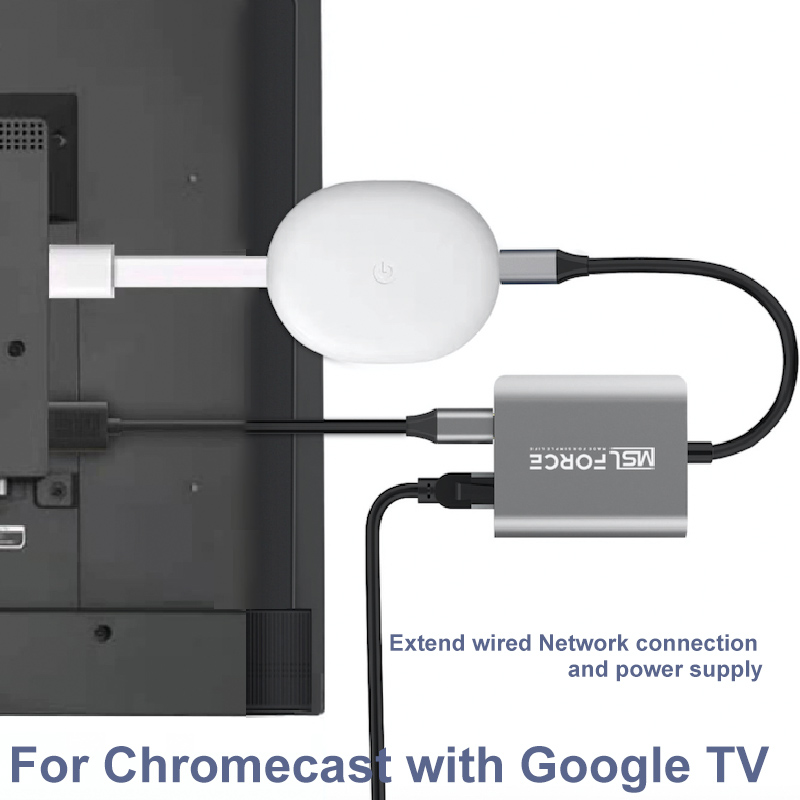 USB-C Gigabit RJ45 Adapter With PD100W Passthrough Power 1000Mbps Ethernet Speeds for ChromeCast With Google TV Wired Ethernet. 