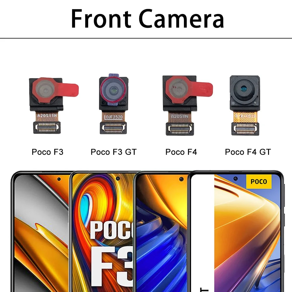 Original For Xiaomi Poco F3 F4 X3 X4 GT M3 X4 Pro Front Camera Flex With Back Rear Camera Module Flex Cable. 