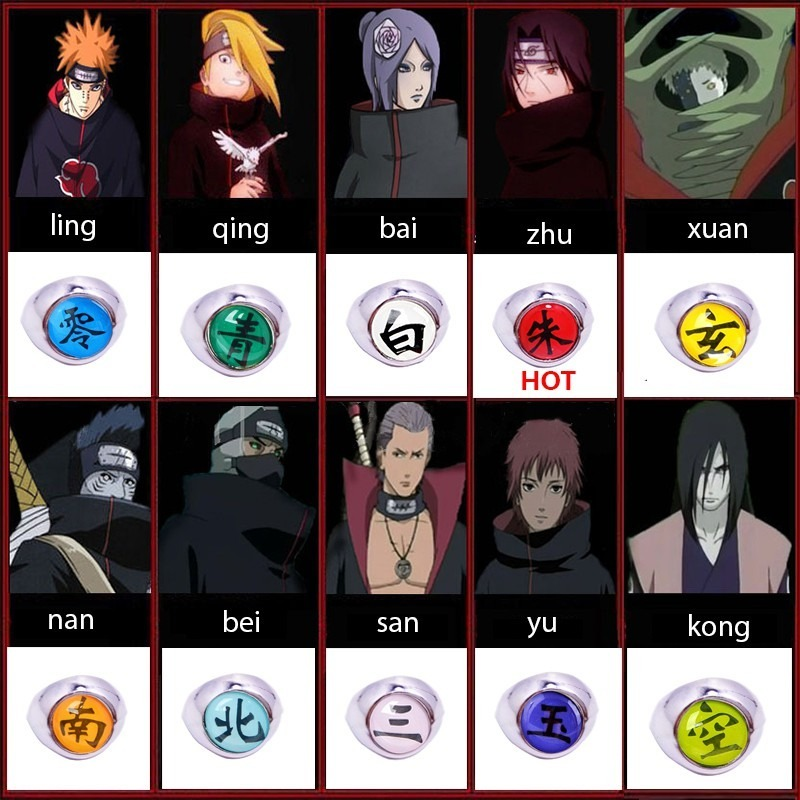 【beauty code store】Naruto Akatsuki rings Sharingan Sasuke Deidara Obito Ninja unisex Halloween cosplay gifts. 
