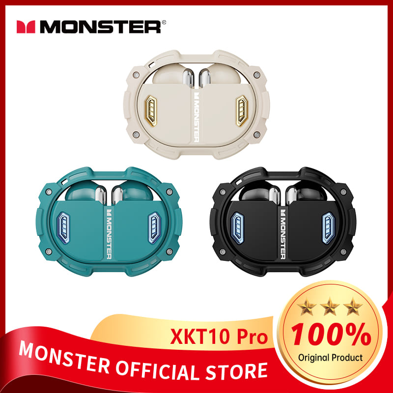 Monster XKT10 Pro Wireless Bluetooth 5.4 Earphones Low Latency Headphones Sport Gaming Earbuds Noise Reduction Headset with Mic