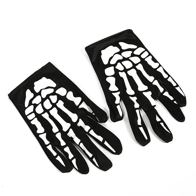 2 Pairs Halloween Skeleton Gloves with Skeleton Arm Sleeve Gloves. 