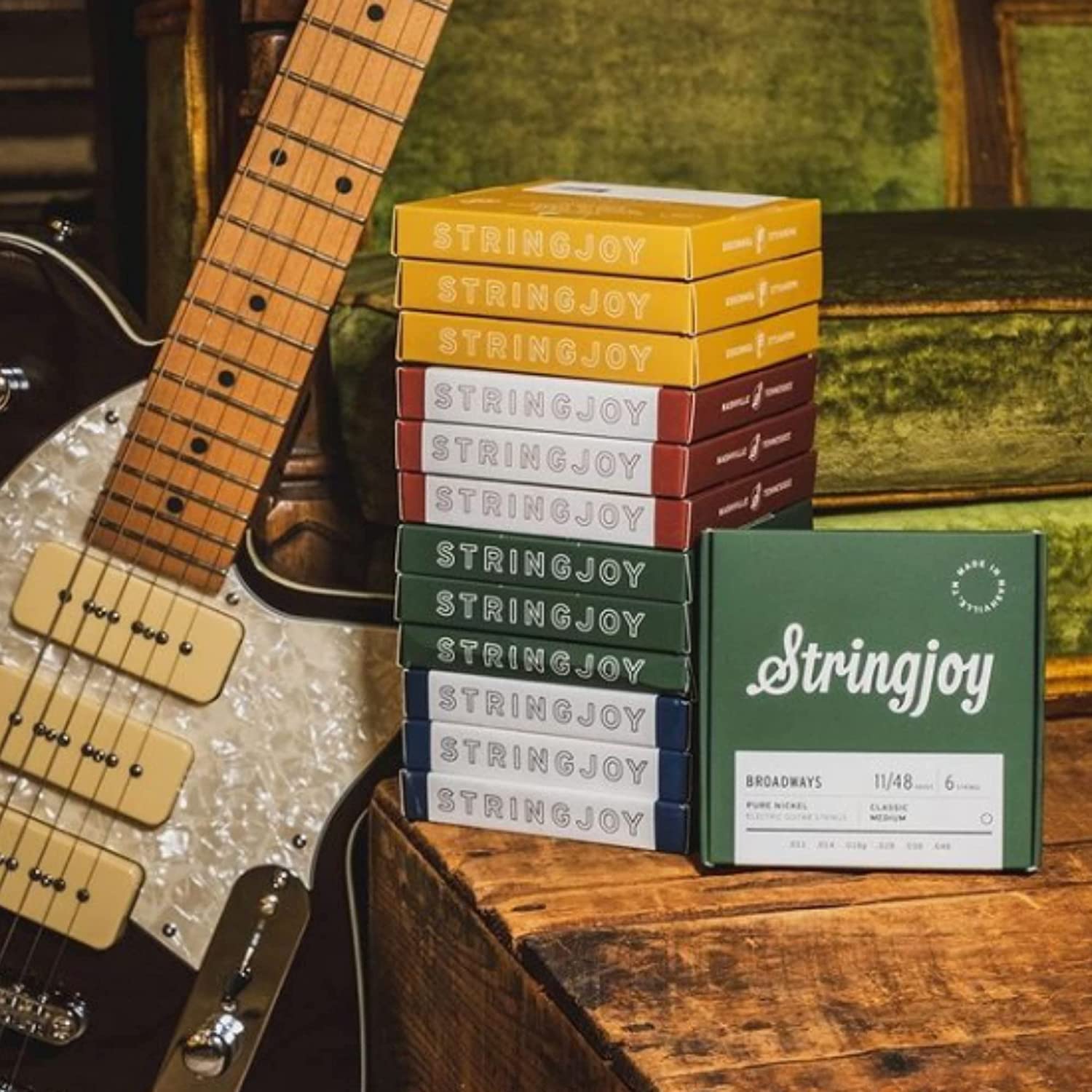 Stringjoy Foxwoods Coated Phosphor Bronze Acoustic Guitar Strings FW1152 , (Super Light Gauge - 11-52). 