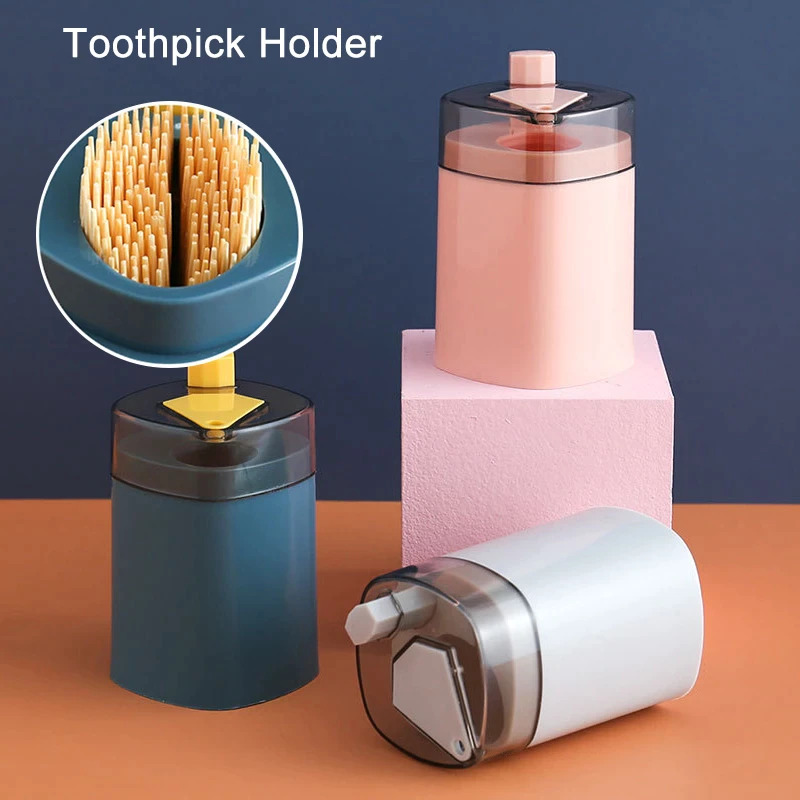 Automatic Toothpick Box Wheat Straw Toothpick Holder Container Portable Pop-up Toothpick Dispenser Storage Box. 