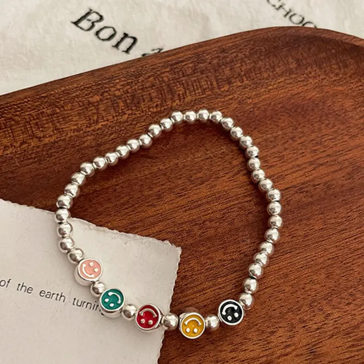 multi colored metal beaded bracelet