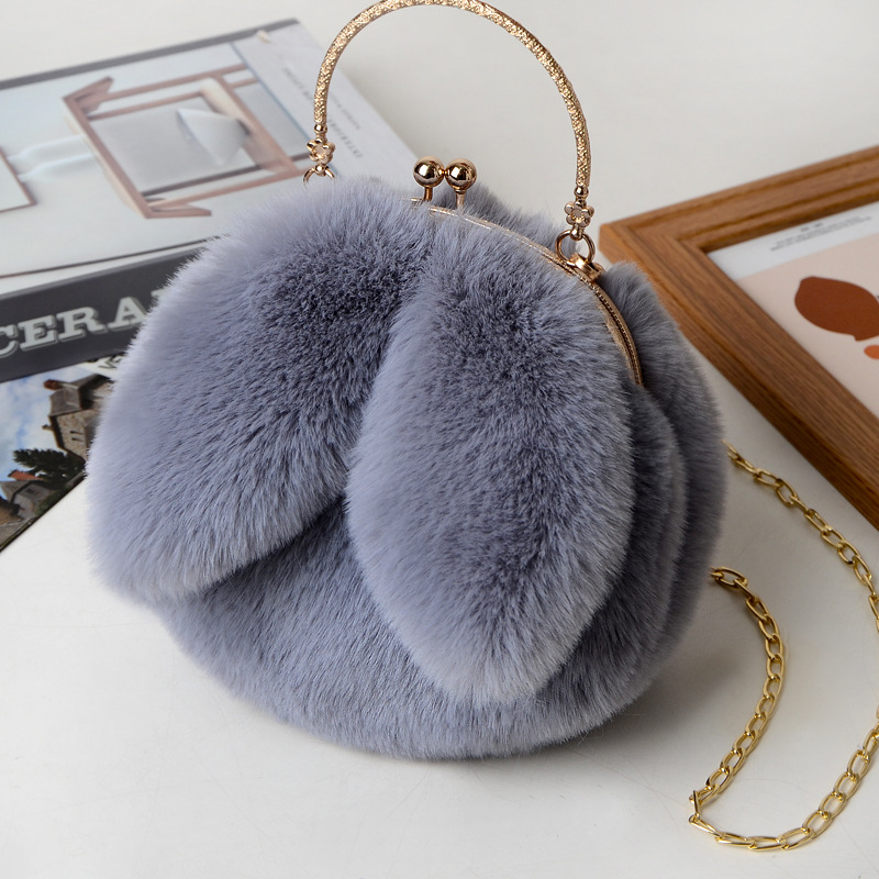 onghan aomao iagonal Straddle ag andheld ag Imitation Fur lush ag ew Chain ag Versatile Cute abbit Ear. 