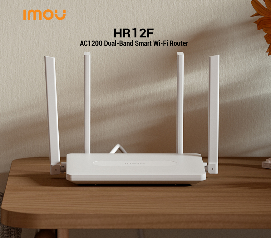 Imou HR12F AC1200 Dual Band Smart Wi-Fi Router - 5dBi 4x High Gain Antennas - 867Mbps at 5GHz and 300Mbps at 2.4GHz.