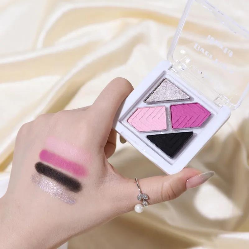 4 Colors Eye Shadow Palette Matte Glitter Green Eyeshadow Blue Pink Black Eye Shadow Pigments Shadow Professional Makeup Palette