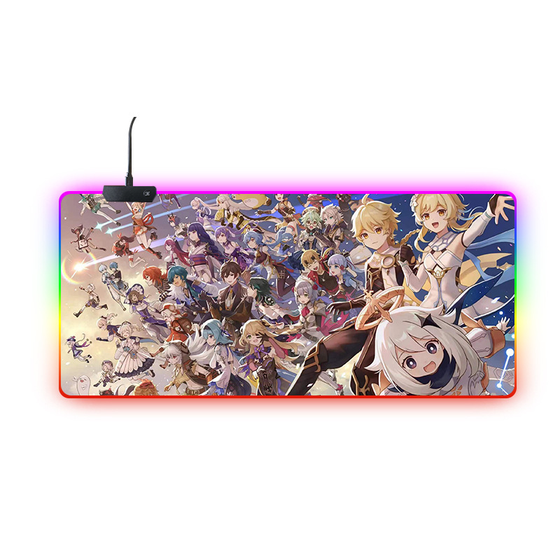 Luminous mouse pad, oversized RGB gaming keyboard pad, thickened office desk pad, LED dazzling large size. 