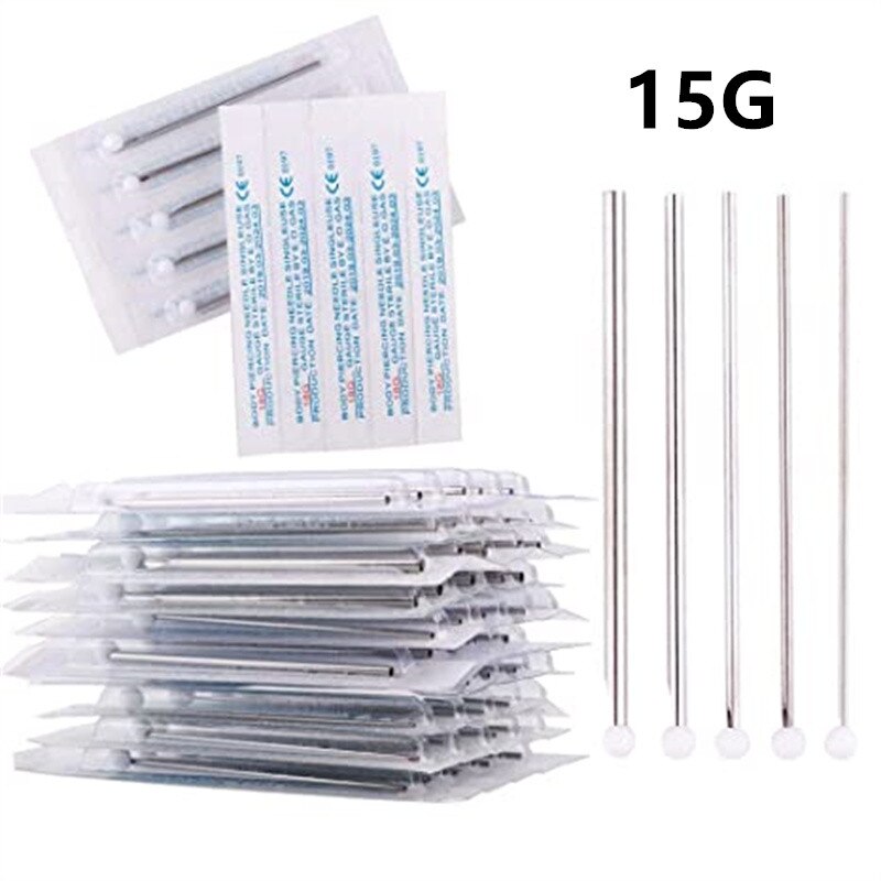 10PCS Disposable Sterile Piercing Needles 14G 16G 18G 20G Mix Body Piercing Needles Bulk Nose Ear Navel Eyebrow Piercing Tool. 