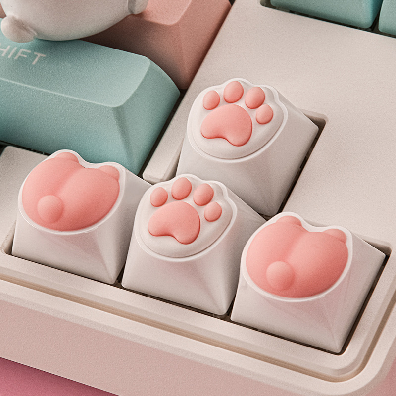 Cute Cat Paw Keycaps For Mechanical Keyboard Cherry MX Switch DIY Custom Key Cap Soft Silicone Keycup Artisan Pink Color Fengshi. 