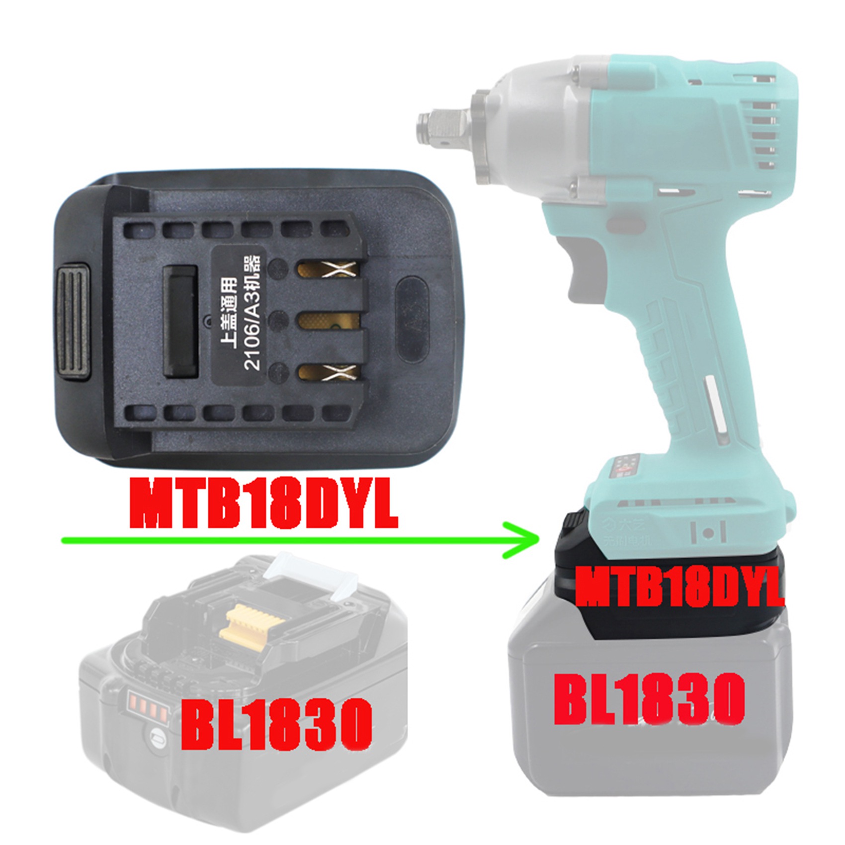 MTB18DYL Adapter for 18V Li-Ion Battery BL1830 HongSong