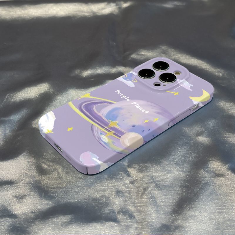 Feilin Romantic Purple Planet Mobile Phone Shell for iPhone 14pro Hard Shell iPhone13pm/11pro/12/8p/xr. 